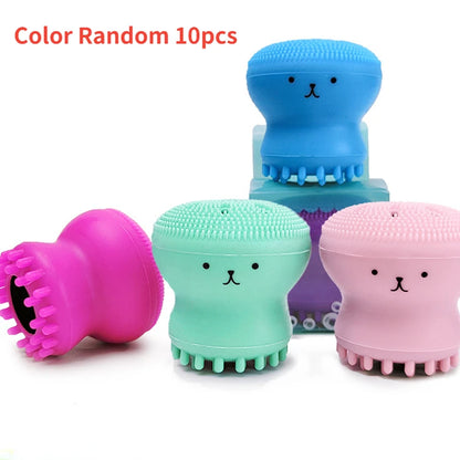 Silicone Cleaning Brush Multi-color Cute Little Octopus Deep Hole Exfoliating Face Wash Skin Care Facial Scrub Cleansing Tool