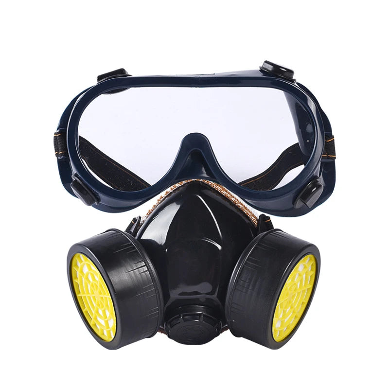 BXA Dustproof Gas Mask Half Face Mask Safety Organic Chemical Anti Dust Filters with PC Goggles PM2.5 Breathing Respirator Mask