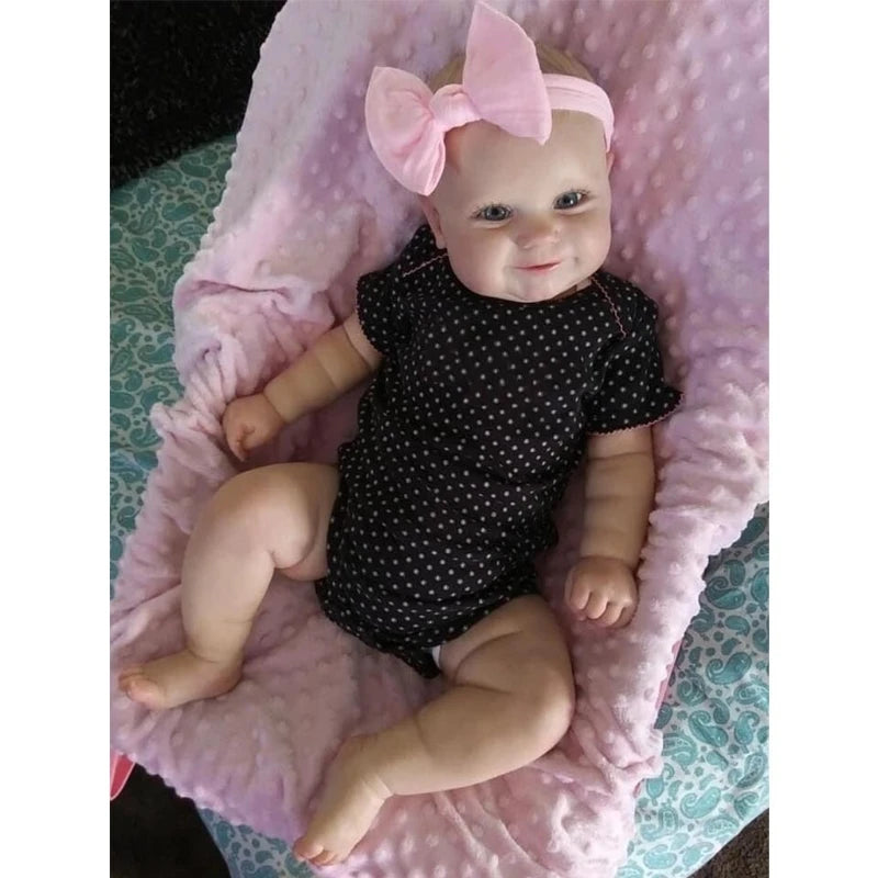 50cm/19in Reborn Baby Dolls Baby Girl Doll with Blue Eyes Lifelike Newborn Doll Simulated Reborn Doll for Girls Gift