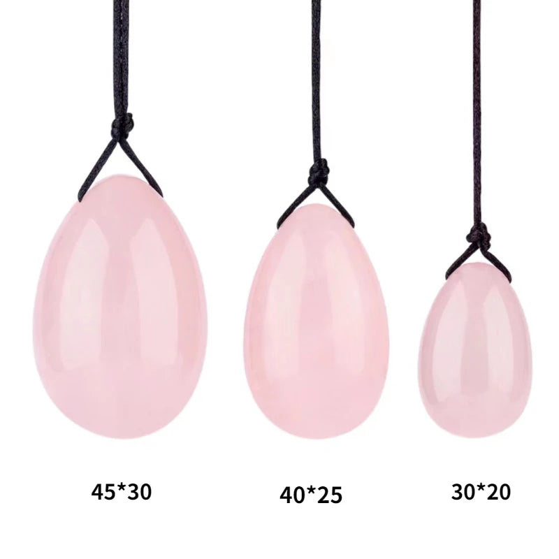 Set Natural Rose Quartz Yoni Egg Sets Jade Eggs Vaginal Muscle Firming Kegel Exercise Crystal Yoni Wand Massage Stone Pink