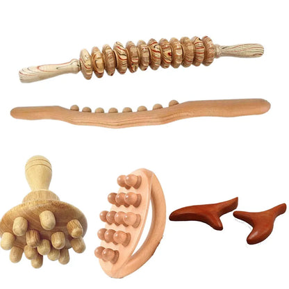 4pcs Body Guasha Tool Massager Universal Back Needle Massage Tendons Beech Wood Scraping Stick Point Treatment