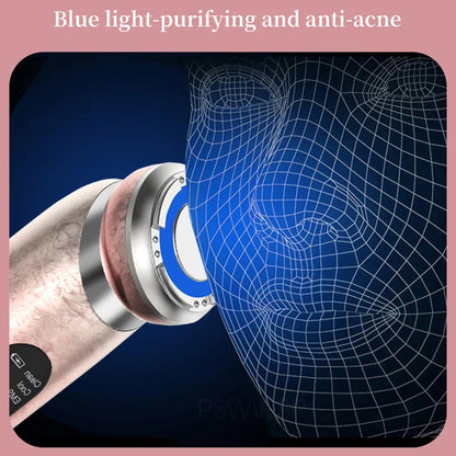 Facial Cleaner Anti Wrinkle Lifting Skin Rejuvenation Device EMS Hot Cold Vibration Face Massager Red Blue Photon Acne Remover