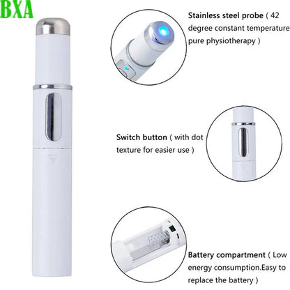 1PCS Blue Light Acne Pen Eye Massager Anti-Pouch Black Heating Eye Massager Stick Eye Beautifying Instrument (White)