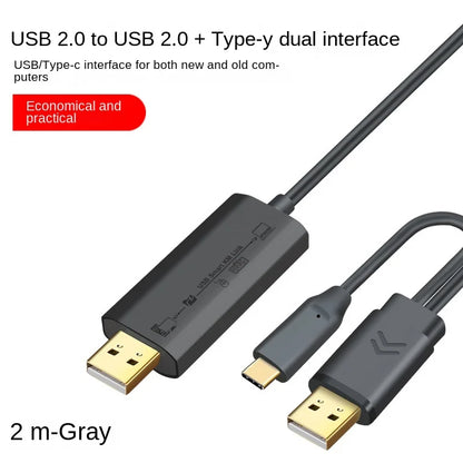 USB Data Transfer Cable - Type-C Laptop Sharing Kit with Keyboard and Mouse - PC To PC File Transfer