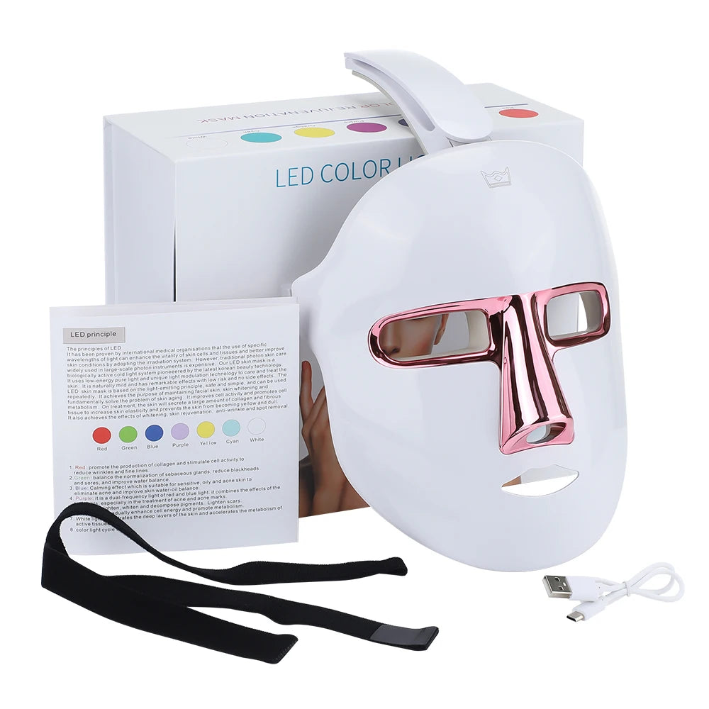 NEW Beauty Mask USB Charging 7 Color LED Photon Therapy Skin Rejuvenation Anti-acne Anti-wrinkle Brightening Care Facial Mask