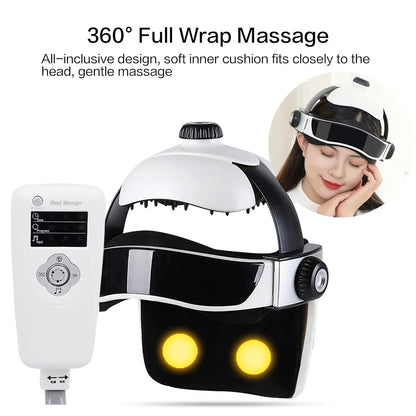 Electric Pneumatic Head Massager Wireless Infrared Heating Helmet Pressure Acupuncture Vibrator Relax Massage Health Care