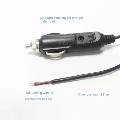 Thick Copper 12V Car Charger Cigarette Lighter Single Head Cable - 3A Welding DIY Power Line - 1.5m