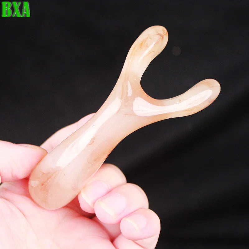 1pc Y-shaped Fork Nose Massage Resin Face Lifting Stone Guasha Scraping Facial Gouache Plate Nose Massage Trigger Point