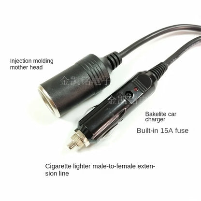 15A High-Power Car Charger Extension Cable, Thick Copper, for Cigarette Lighter, 12V 24V Universal, 1.8m