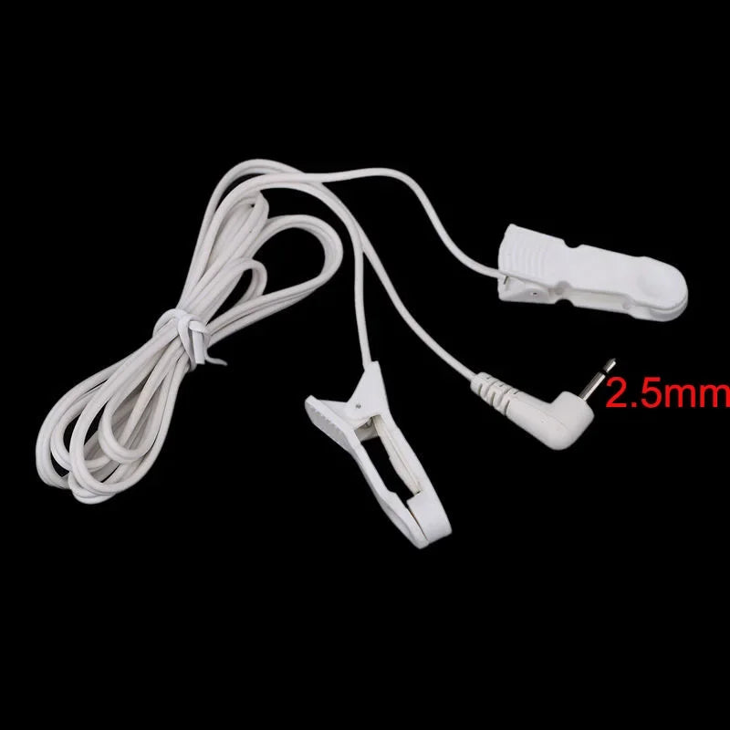 1pcs 2.5mm/3.5mm Plug Connector Electrode Lead Wires Connecting Cables w/ 2 Ear Clips For Digital TENS Therapy Machine Massager