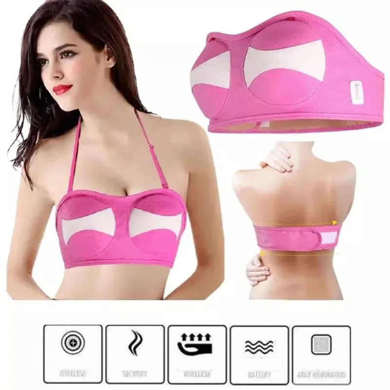 NEW Electric Breast Enhancement Massager Breast Massager Bra Vibrating Breast Heating Stimulator USB Rechargeable