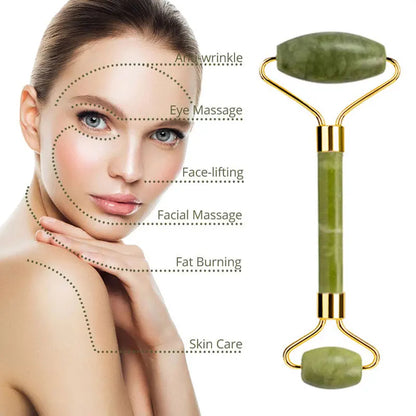 Jade Stone Eyes Mask Face Massager Roller Guasha Scraper Set Natural Stone Cold Therapy Eye Relaxing Facial Massage Sleep Tools