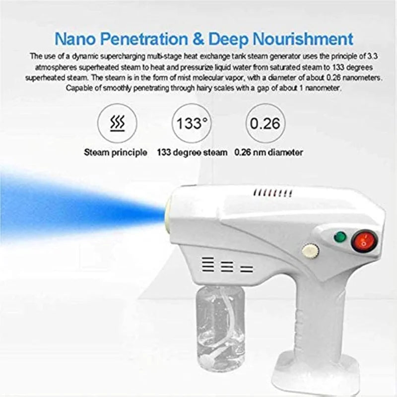 1pc New Nano Steam Gun Hair Care Nano Hydration Sprayer Hot Dyeing Care Blue Micro Mist Machine Spray Facial Steamer Trigger