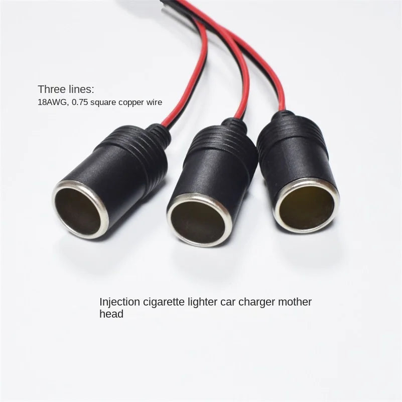 Thickened Pure Copper Cigarette Lighter Car Charger, 1 Male To 3 Female, 12V/24V Universal, 10A, 40cm Power Extension Cable