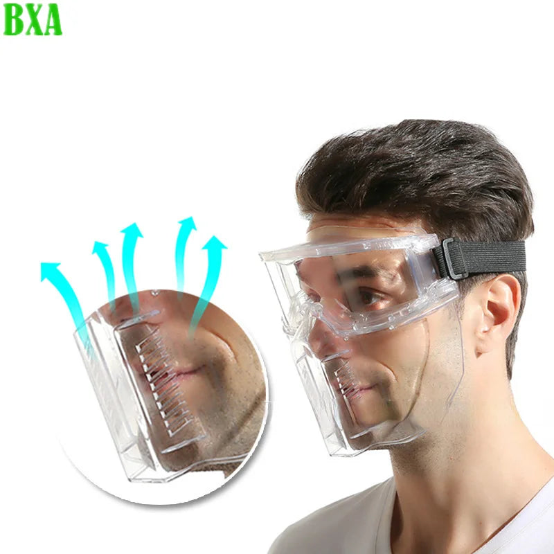 Protective Transparent Face Mask Goggles Anti-spray Dust Welding Face Shield Safety Dustproof Waterproof Glasses Detachable