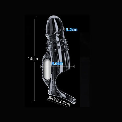 1ps Male Vibrating Silicone Cock Sleeve Ring Delay Ejaculation Vibrator Penis Cover Enlargement Women G Spot Stimulation Sex Toy