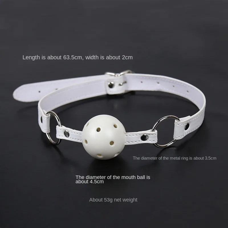 4.5cm Ball Gag Bondage Leather Open Mouth Gags Oral Fixation Adult Flirting Sex Toys Mouth Ball Plug for Men Women BDSM Game