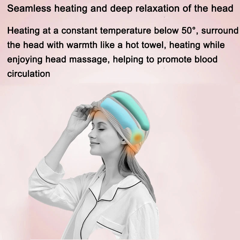 Electric Air Pressure Head Massager Heating Head with Bandana Head Airbag Massage Head Leather Deep Massage Headache Relax