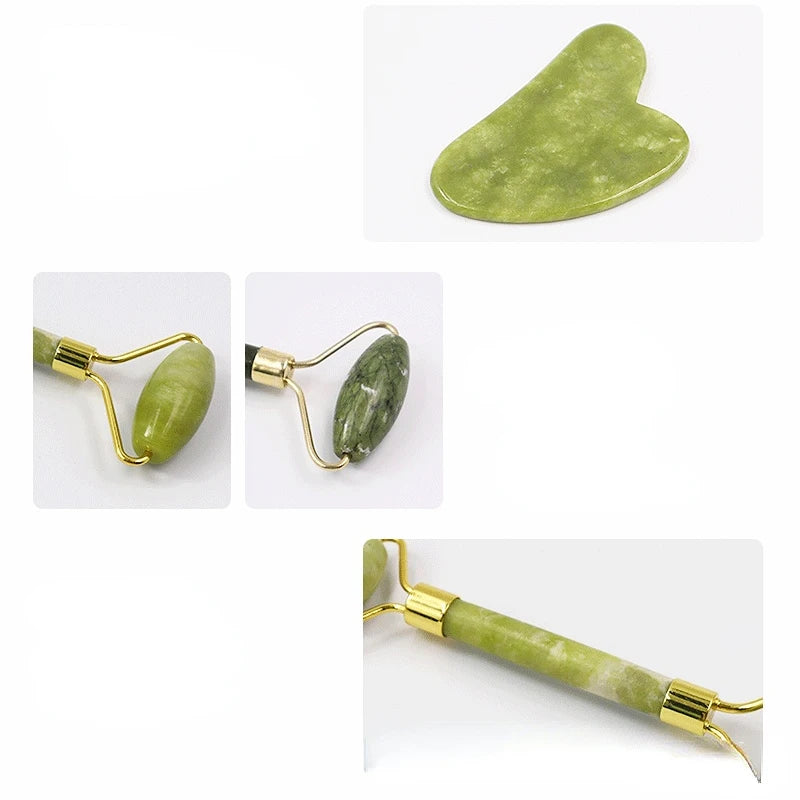 Face Massager Gua Sha Stone Natural Jade Face Microniddle Roller Facial Board Acupoint Face Care SPA Massage Tool Massage Visage