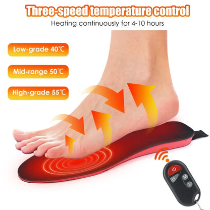 New Black Heated Insoles 2100mAh Electric Foot Warmer Hot Compress Remote Control 3-speed Shoes Pads For Skiing Winter Outdoor