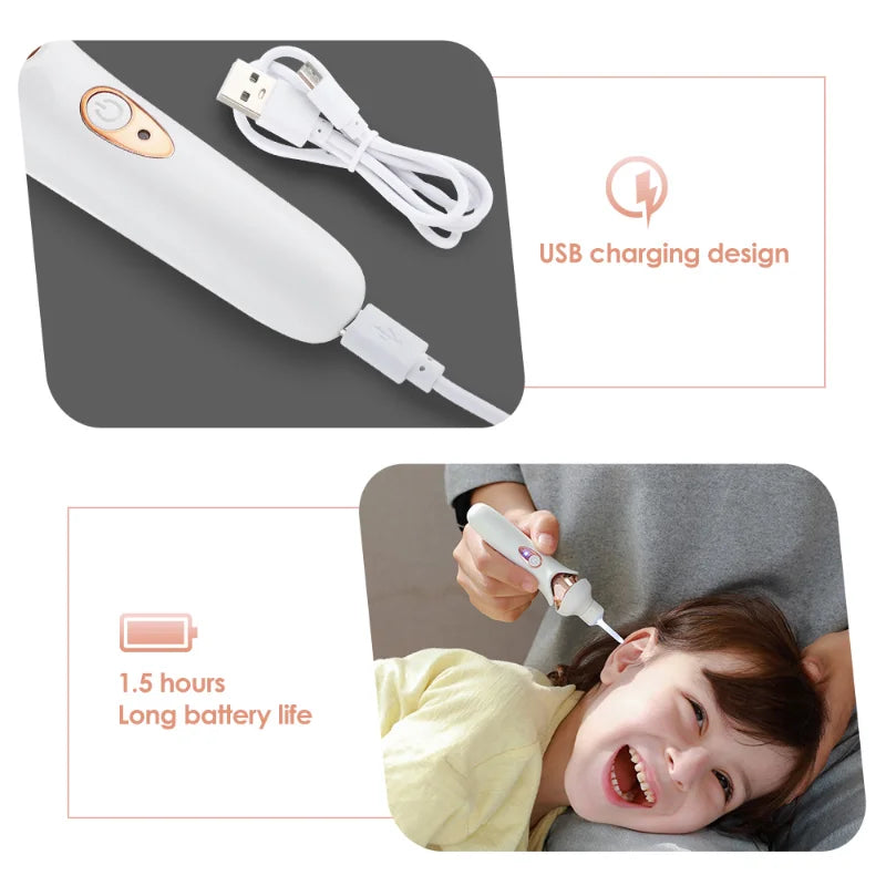 Electric Ear Cleaning Device LED Light Ear Pick Safe Vibration Painless Ear Cleaner To Remove Spiral Digging Wax Personal Care