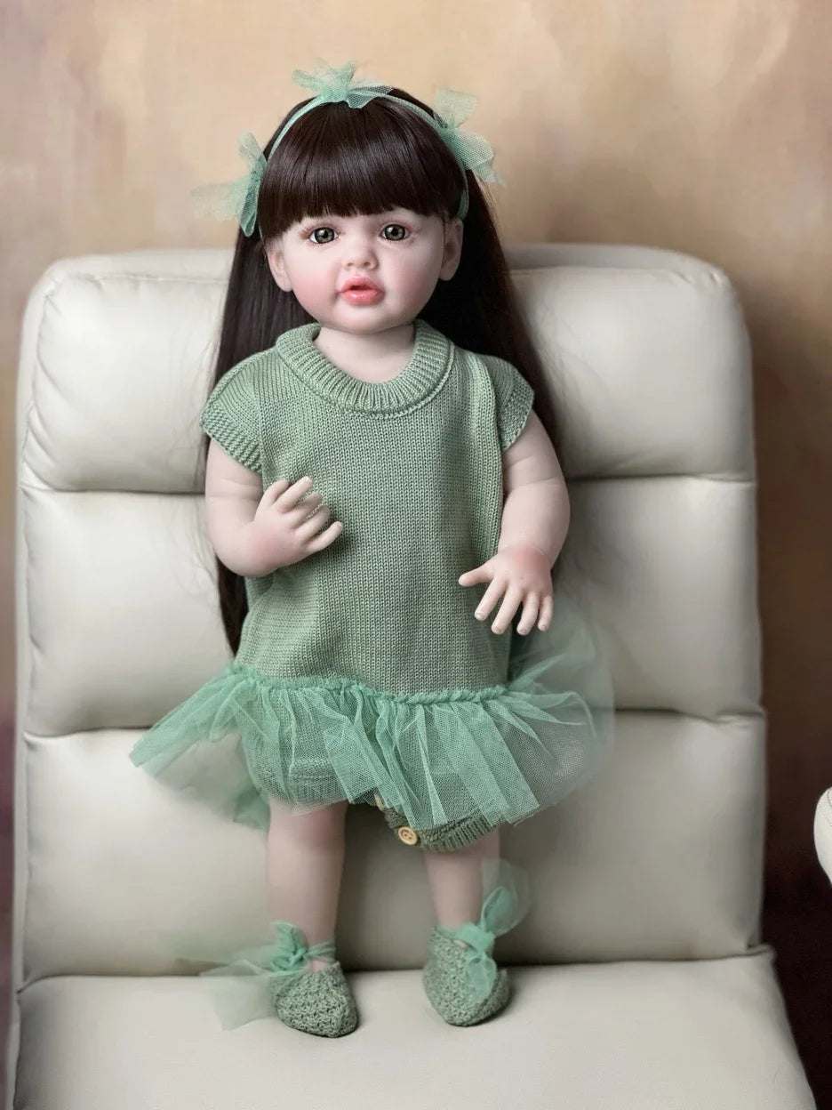 55CM Reborn Dolls 22Inch Baby Lifelike Realistic Stand Girl Doll Kit Full Soft Silicone Body Toddler Birthday Gift