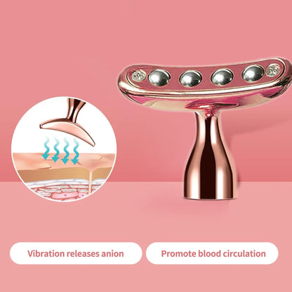 24K Glod Electric Face Massager 3D Roller 2 in 1 Facial Pulse T Shape Massager Kit Arm Eye Nose Massager Skin Care Tools