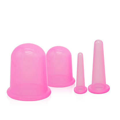 4pcs Silicone Vacuum Cans Facial Cupping Face and Body Massager Anti-Cellulite Massage Body Cups V Face Back Foot Cup Suction