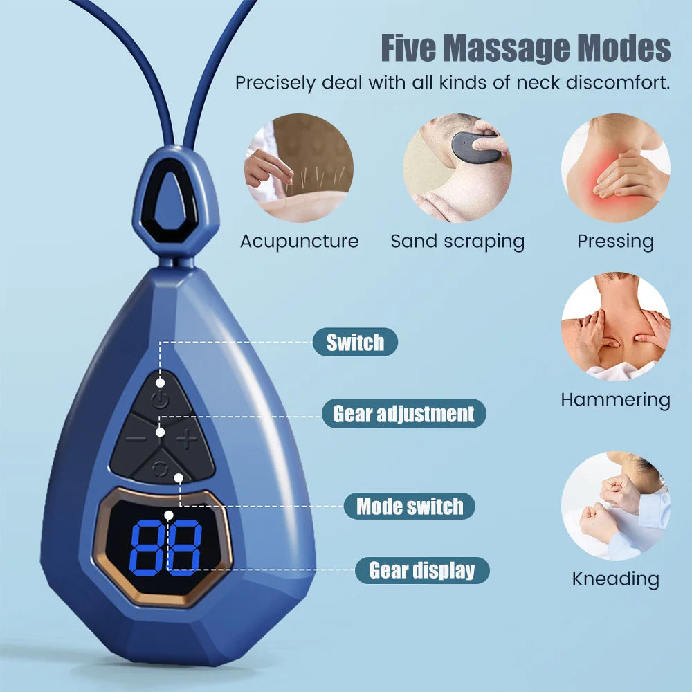 Rechargeable Hanging Neck Massager EMS TENS Neck Back and Neck Massager Pulse 3d Heated Shoulder Massager Tool