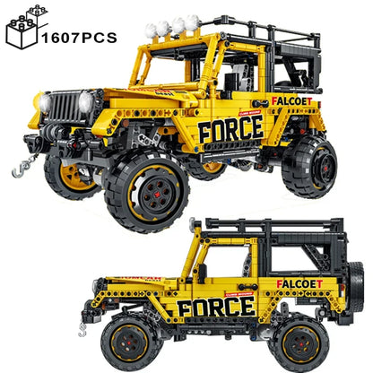 1607PCS Technical Kids Off-road Jeep Wrangler Car Building Blocks fit 42122 Force SUV Aseemble Vehicle Bricks Toys For Boy