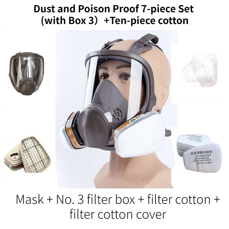 BXA Painting Spraying Gas Mask Chemcial Safety Work Gas Mask Proof Dust Facepiece Respirator Mask Full Face Mask With Filter