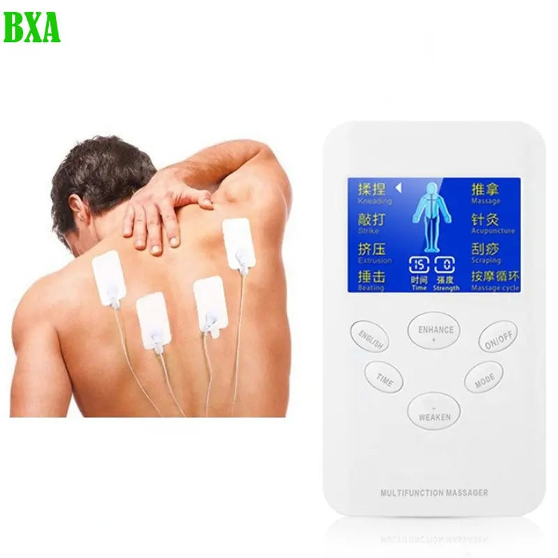 Rechargeable TENS Unit Muscle Stimulator Pulse Massage 2Channels LCD EMS Massage Back Neck Stress Sciatic Pain and Muscle Relief