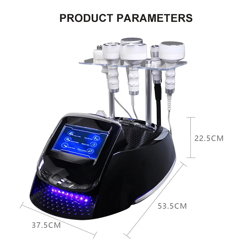 6 in 1 Weight Loss Slimming Machine Ultrasonic 80K Cavitation Radio Frequency Face Lifting  Vibration Vacuum Body Massager