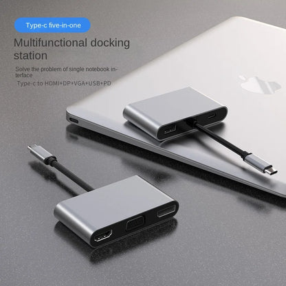 USB C Hub 5-in-1: 4K MST Multi-Display DP/VGA/HDMI Converter