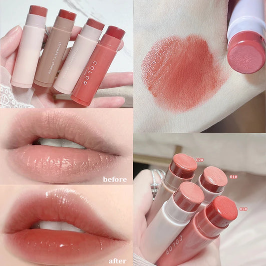 1pc Fruit Lip Balm Peach Tea Color Lip Gloss Natural Lasting Moisturizing Lighten Lip Lines Color Changing Jelly Plump Lip Care