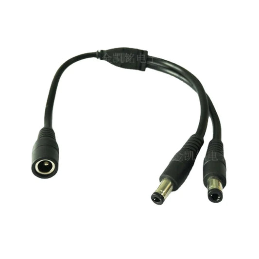 Thick Copper 12V Surveillance Power Cable - 1 Female To 2 Male DC5.5*2.1mm - 10A - for CCTV Cameras and Security Systems