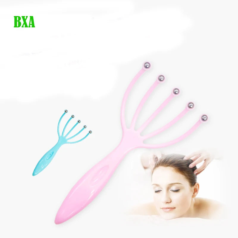 1pcs Handheld Head Scalp Massager Neck Ball Comb Roller Five Finger Claws Steel  Relax SPA Hair Care for Hair Growth Head Relief