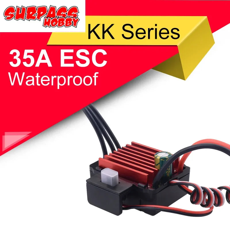 SURPASS HOBBY KK 35A 2s Waterproof Brushless ESC Electric Speed Controller  for 1/16 1/14 RC Car 2838 2845 Brushless Motor