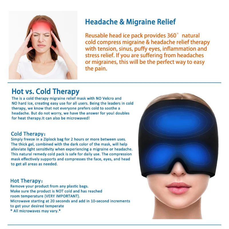 1PC Relax Massage Machine Health Care Hat Head Massager Ice Eye Mask Gel Hot Cold Therapy Headache Migraine Relief Antistress