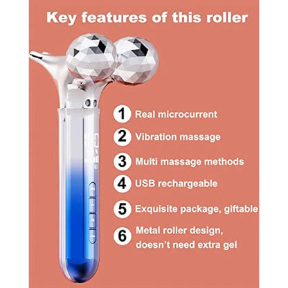 V Face 5D Micro-current Facial Massager Ice Roller Micro-current Device Facial Massager Beauty Skin Care Tool for Face Eyes Neck