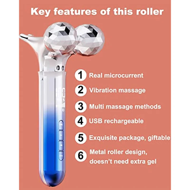 V Face 5D Microcurrent Facial  Massager Ice Roller Microcurrent Device Facial Massager Beauty Skin Care Tool for Face Eye Neck