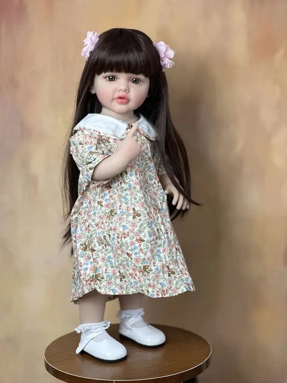 55CM Reborn Dolls 22Inch Baby Lifelike Realistic Stand Girl Doll Kit Full Soft Silicone Body Toddler Birthday Gift