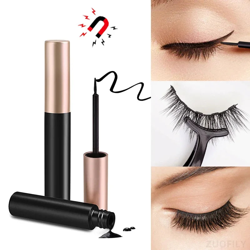 Black Magnetic Eyeliner Glue False Eyelash Extension Magic Self-adhesive Liquid Eyeliner Eye Makeup No Blooming  Cosmetics