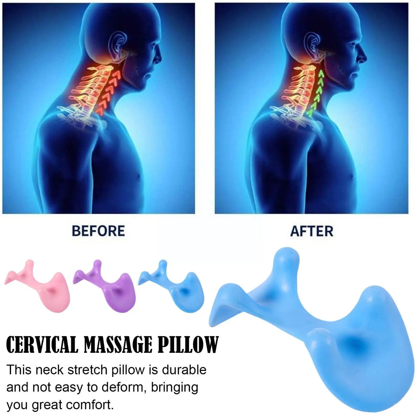 1pc New Cervical Massage Pillow Gravity Portable Acupressure Massager Neck Device Corrector Traction Cervical F3U1