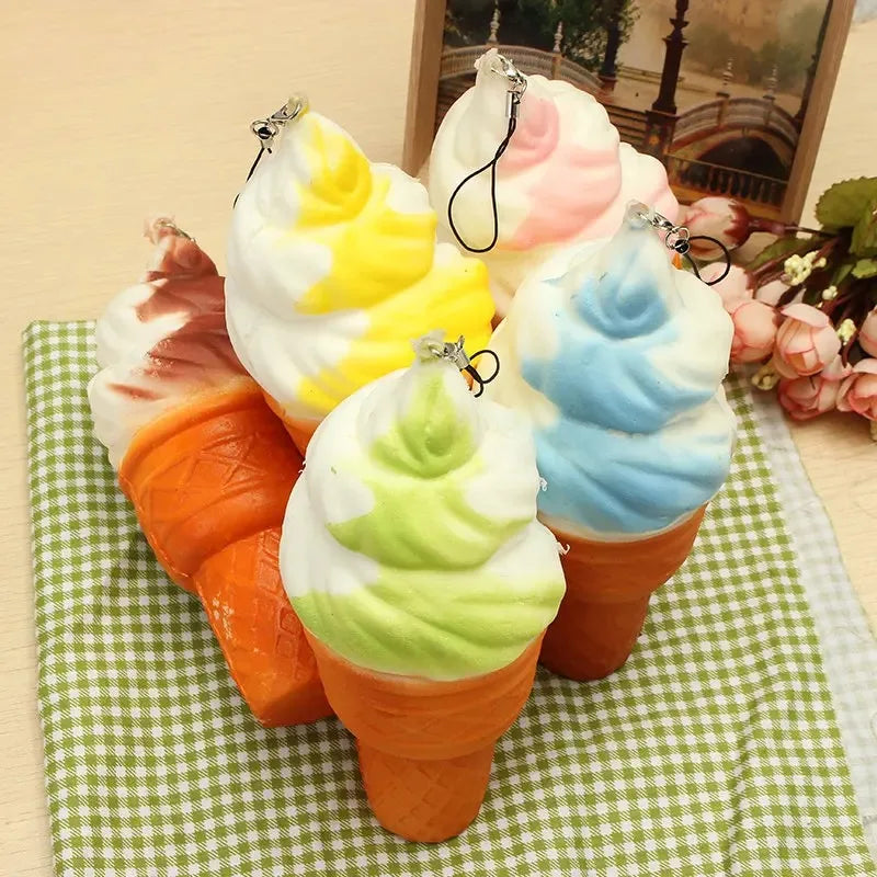 1pcs New Ice Cream Cone 17cm Slow Rising Soft Collection Decor Gift Phone Bag Strap Pendant Squishy Jumbo Toy Accessories Random