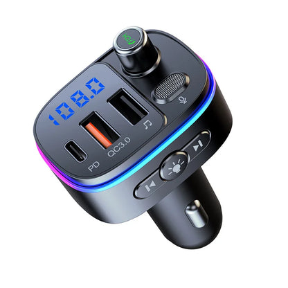 T65 Car MP3 Bluetooth Player with PD/QC3.0 Fast Charging, Colorful Atmosphere Light, Hands-Free Calling