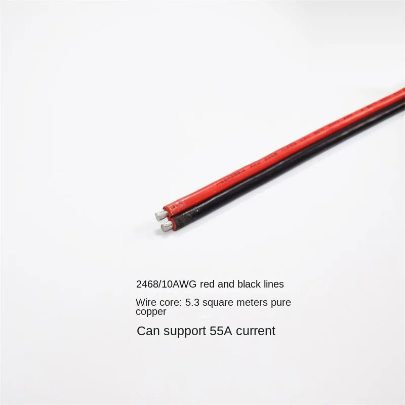 10AWG Pure Copper 5.3mm² Assembly Power Cable with Screw Hole Dust Cover SAE Socket Enclosure Line 60cm