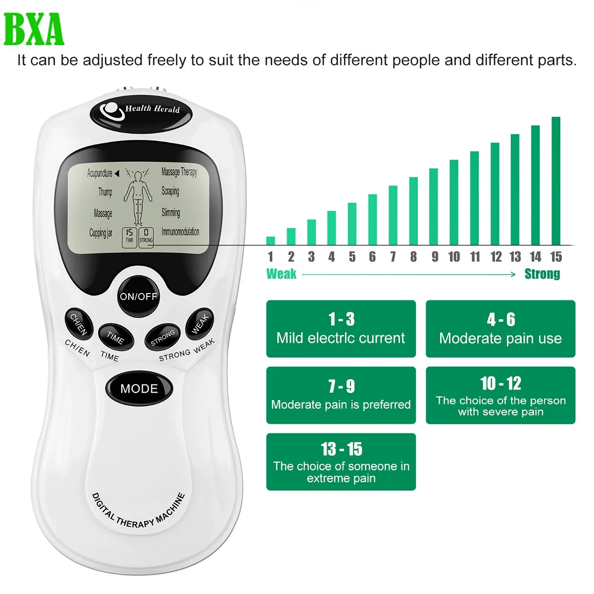 Multilingual 8 Mode Electric EMS Tens Muscle Stimulator EMS Acupuncture Face Body Massager Digital Therapy Herald Massage Tool