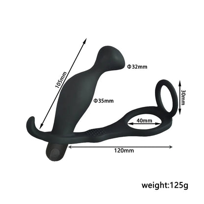 10-Thrusting Speeds Vibration Modes Prostate Penis Cock Lock Sperm Ring Silicone Vibrator Anal Plug Male Massager Adult Sex Toys