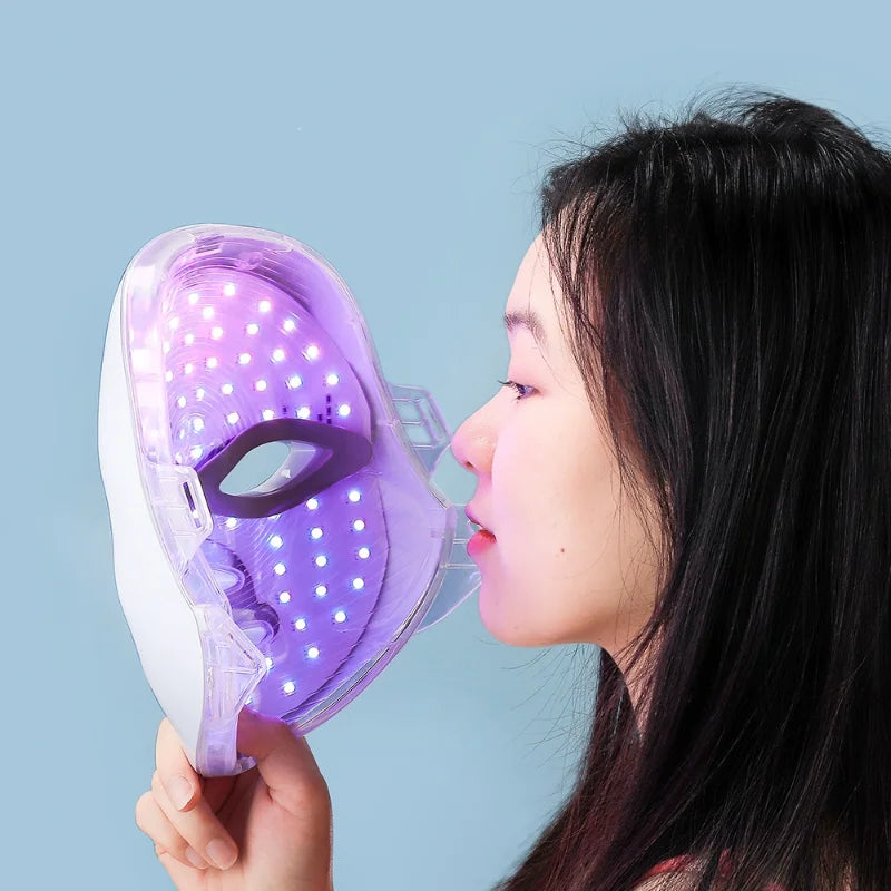 New Wireless 7 Colors LED Facial Mask Photon Therapy Skin Rejuvenation Anti Acne Wrinkle Removal Skin Care Mask Skin Brightening